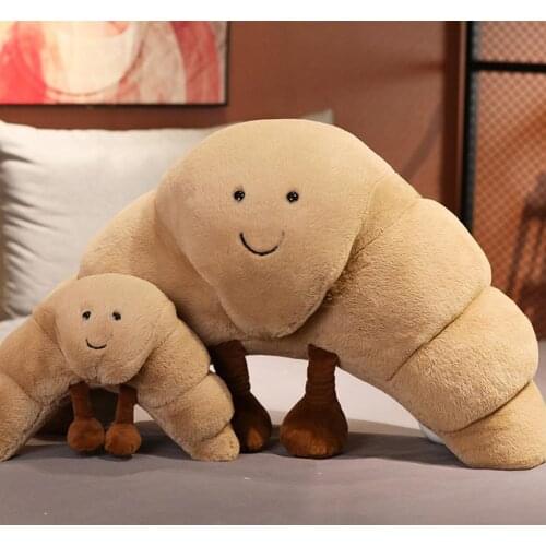 Lovely Stuffed Toy Light Weight Soft Comfortable Creative Croissant Bread Plush Toy for Decoration