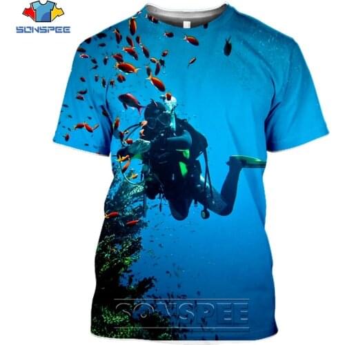 Dive into the sea Underwater T-shirts 3D Print diving Men Women Casual Fashion shirt t Short Sleeve Streetwear Tees Top Clothes