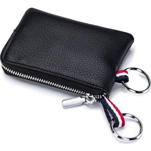 Coin Purse for Women Ladies Short Wallet Leather Ultra-thin Zipper Keychain Change Bag Credit ID Business Bank Card Coin Pouch