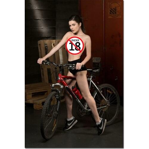 Beautiful Bicycle Girl Photo Canvas Painting Pop Art Posters and Prints Wall Picture for Living Room Decor