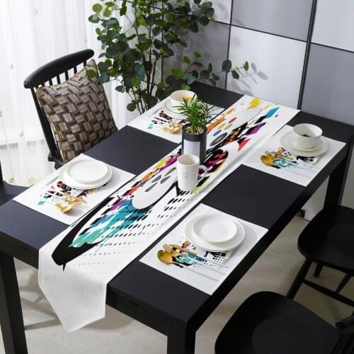 Colorful Game Console White Table Runner Placemats Set for Home Kitchen Dining Table Wedding Party Holiday Dinner Decoration