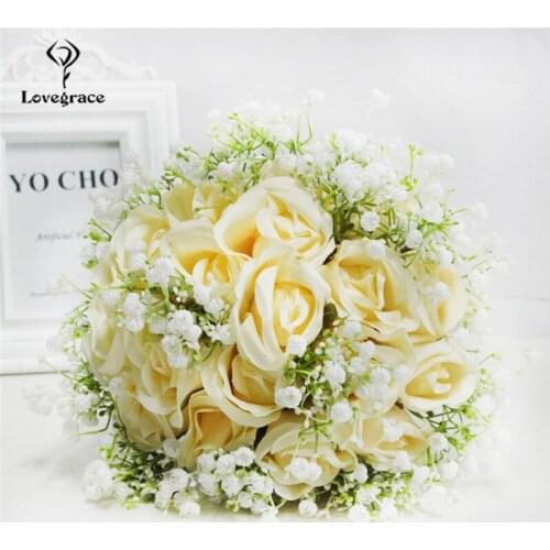 Lovegrace Wedding Flowers Bridal Bouquets Silk Rose Wedding Bouquet for Bridesmaids Artificial Flower Bridal Bouquets Wedding