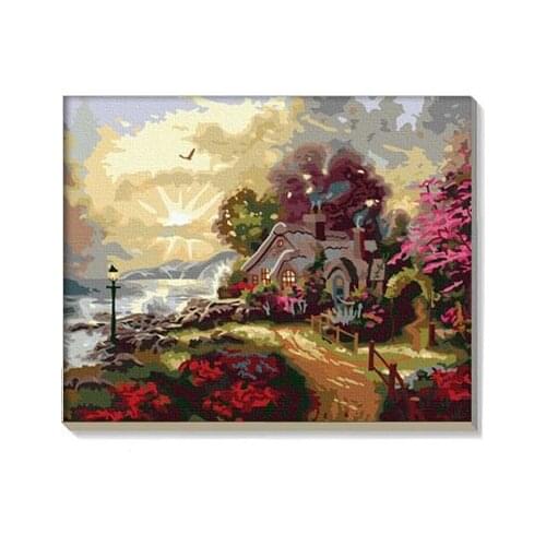 MaHuaf-X417 Paradise on earth Framed Pictures painting by numbers drawing on canvas DIY Digital Home Decor For Living Room 40x50