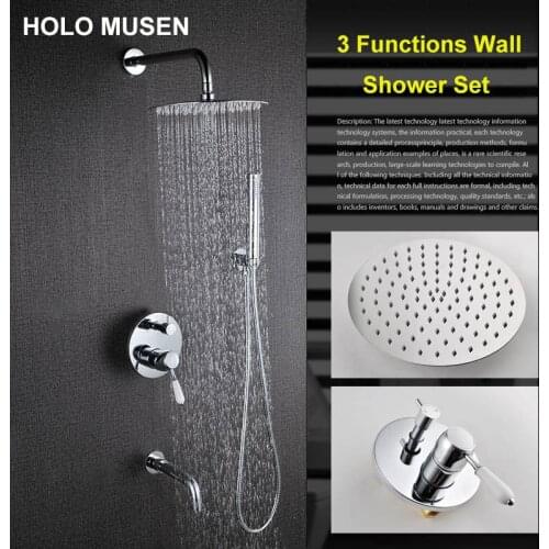 High Quality 8" Head Shower, Handheld Shower & Faucet Spout Hot Cold Water Wall Shower Set Bathroom Concealed Rain Shower Set
