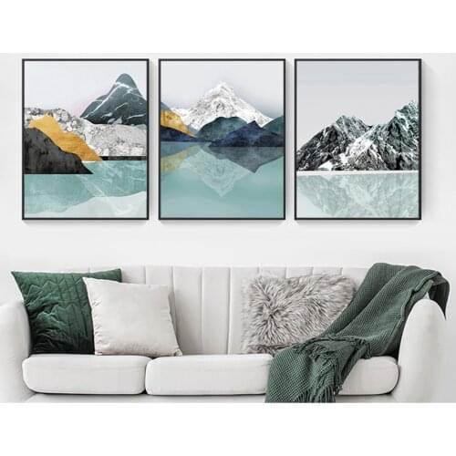 Wall Art Picture Home Corridor Decoration Abstract Canvas Painting Mountain Forest Sunset Landscape Nordic Poster Print
