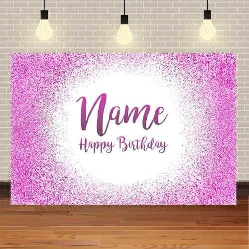 Seekpro Rose Red Shiny Happy Birthday Party Pink Black Background Photography Silver Decoration Supplies Name DIY Colorful