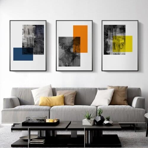 Simple Nordic abstract geometry black and white art poster porch mural living room decoration picture printing