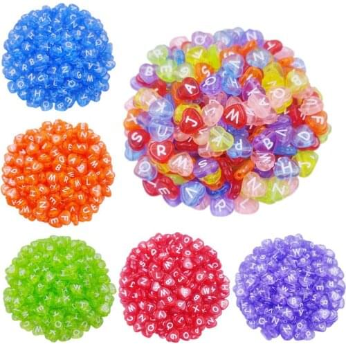 20pcs 12mm Flat Heart Alphabet Beads Acrylic Transparent colors Letter Beads for Jewelry Making DIY Accessories