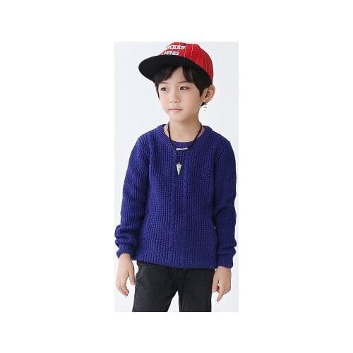Thick solid color Casual Style Autumn Knitted Boys Sweaters for Hot Students 4T-12T Woolen Clothes