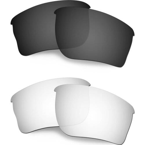 HKUCO Polarized Replacement Lenses For Quarter Jacket Sunglasses Black/Silver 2 Pairs