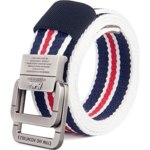 New style New design Unisex Canvas belt Mens belt alloy double buckle Fashion novelty Youth Student Jeans belt men and women