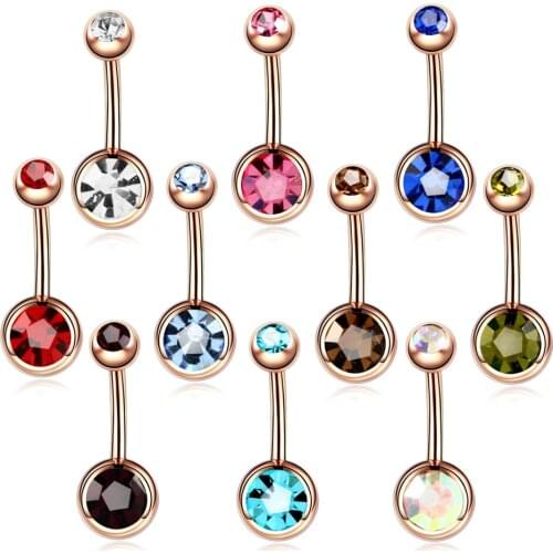 1PC Steel Ombligo Piercings 14G Navel Piercing Belly Button Piercing Nombril Rose Gold Dangle Earring Belly Barbell Body Jewelry