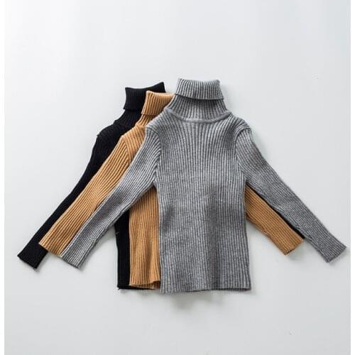 2 3 4 5 6 Years Toddler Baby Sweater Turtleneck Solid Color Knitted Sweaters Kids Clothes Boys Girls Autumn Winter Pullover New