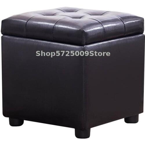 Sofa Stool Household Solid Wood Leather Stool Square Storage Box Storage Stool Multifunctional Shoe Changing Stool Living Room S