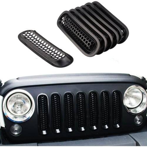 Inserts ABS Front Grill Mesh Racing Grille Kit for Jeep Wrangler JK 2007-2017