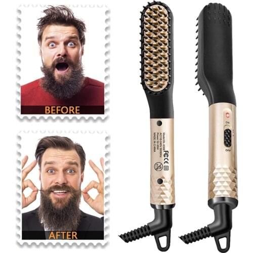 Beard Straightener for Men Hair Comb Brush Multifunctional Hair Straightening Comb Hair Curler Quick Beard Hair Styler