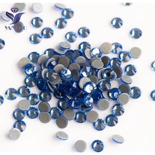 YANRUO 2058HF Light Sapphire SS6-SS30 iron On Stones And Crystals Flatback Hotfix Rhinestones Stones For Clothes Dresses