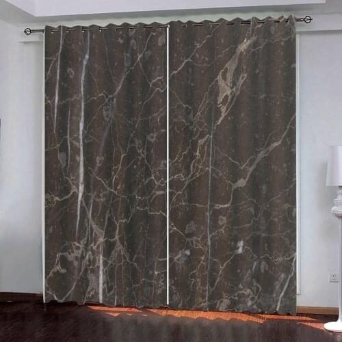 Modern Customized 3D Curtain Blackout Curtain Bedroom Decoration Modern ink and dark gray marble Curtains For living room