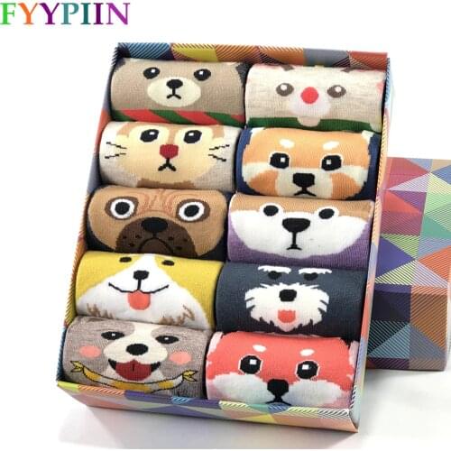 Women Socks Hot Sale 2020 New Socks Ladies Cartoon Pug Cute Pattern Cotton Gift Funny Socks Women
