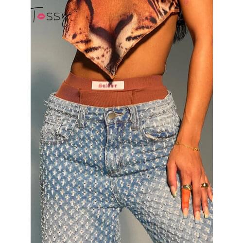 Tossy New Women Ripped Jeans For Teen Girls Y2K Fashion Pants Dot Hollow Out 2021 High Waist Loose Harajuku Demin Pants Street