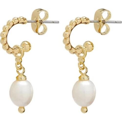 Charm dangle earring with oval Freshwater pearl beads 2019 New Jewelry For Women Feminine fashion Earrings