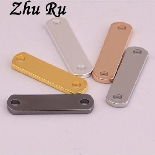 ZHU RU 20pcs/lot 15*4*1mm Long Rectangular rectangle connector fixed Both ends Open hole Jewelry Making Clothing accessories