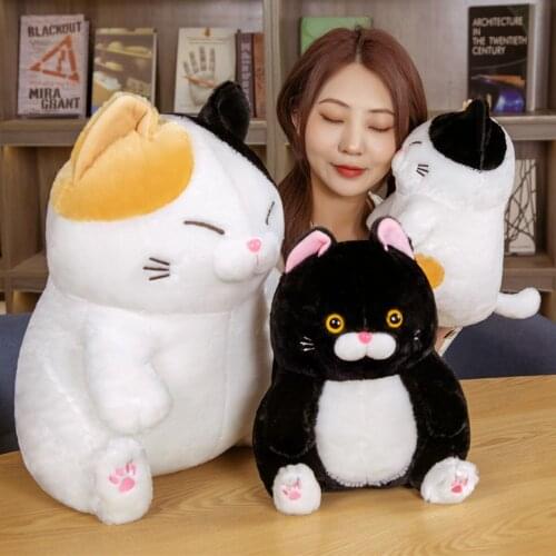 1PC Kawaii Plush Sitting Lucky Cat Toys Fat Animal Cat Pillow Soft Stuffed Sofa Decor Cushion Dolls for Children Girls Gifts