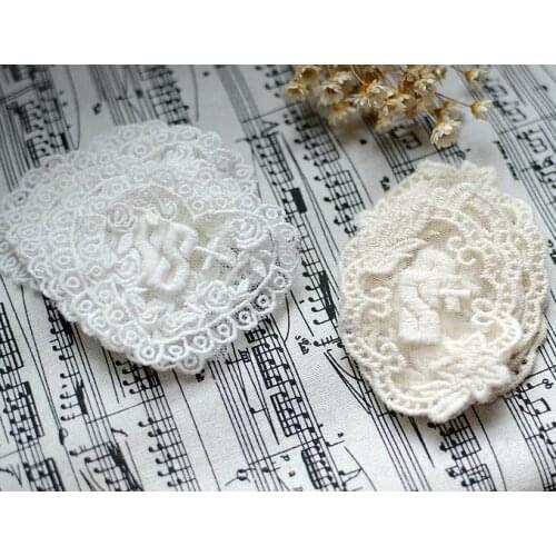 10 Pieces Ivory Beige Lace Flower Delicate Wedding Head Ornaments Lace Applique Lace Trim Dress DIY Lace Accessories