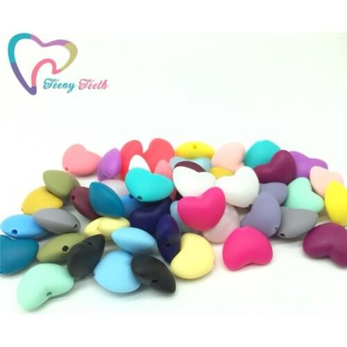 Teeny Teeth 10 PCS Heart Silicone Beads For Teether Teething Jewelry DIY Baby Teething Nursing Necklace Silicone Heart Beads