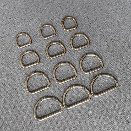 100 Pcs/Lot 15mm 20mm 25mm 32mm Silver Metal D Ring For DIY Bag Dog Collar Leash Belt Sewing Knapsack Garment Accessories Purse