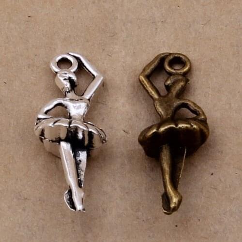 100pcs Vintage Ballerina Pendant Alloy Charm For Making Bracelets/necklace/hairwear/apparel DIY Jewelry Accessories