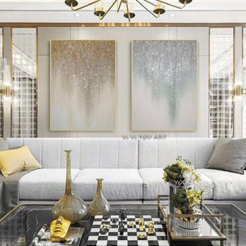 100% Handmade Gold Foil Abstract Painting Hand Painted Oil Paintings on Canvas Wall Picture for Living Room Home Decor wall Art