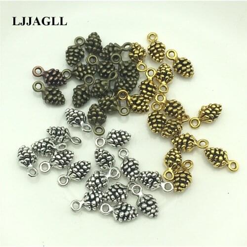 20Pcs/Lot 3D Pine Cone Charm gold/silver/bronze Filbert Bracelets Acorn Charms Pendant Christmas Jewelry Findings