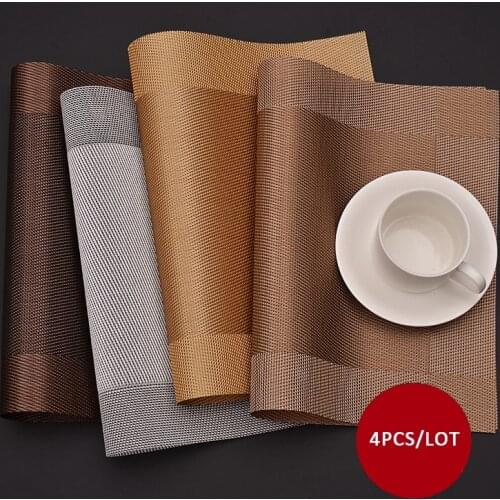 4Pcs Pvc Non-slip Table Mat Washable European Style Coaster Set Waterproof Placemat For Kitchen Dining Table 45x30cm 4 Colors