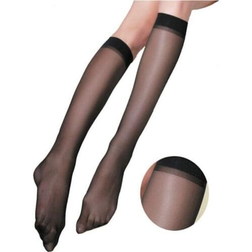 5pairs Sexy Transparent Crystal Silk Thin Summer Stockings Nylon Sexy Womens Dress Socks Set Female Ladies Knee High Stockings
