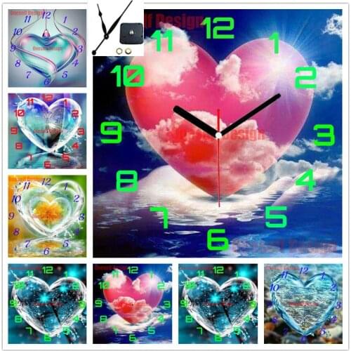 Diamond painting 5d clock heart decoration home mosaic diamond diamond embroidery flowers daimond painting with square rhineston