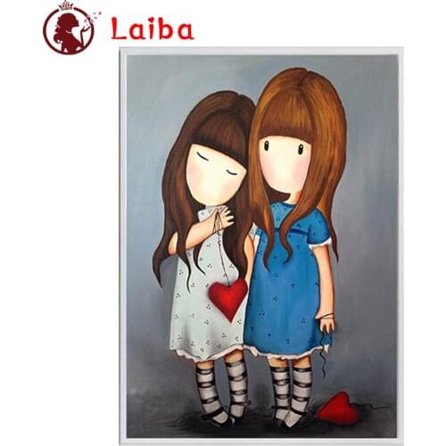 Diamond embroidery Cute cartoon doll, best friend full diamond square round drill rhinestone pictures mosaic wall decoration