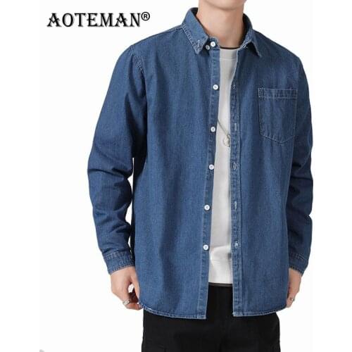 AOTEMAN Mens Denim Shirts