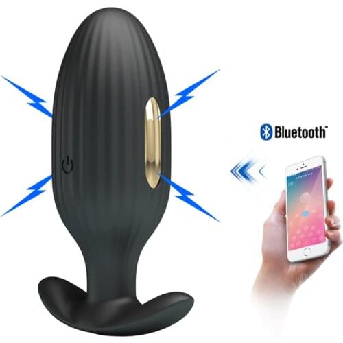 Bluetooth APP Electric Shock Clitoral G Spot Vibrator 12 Speed Butt Plugs Vibrating Anal Dildo Anus Dilator Sex Toys For Couples