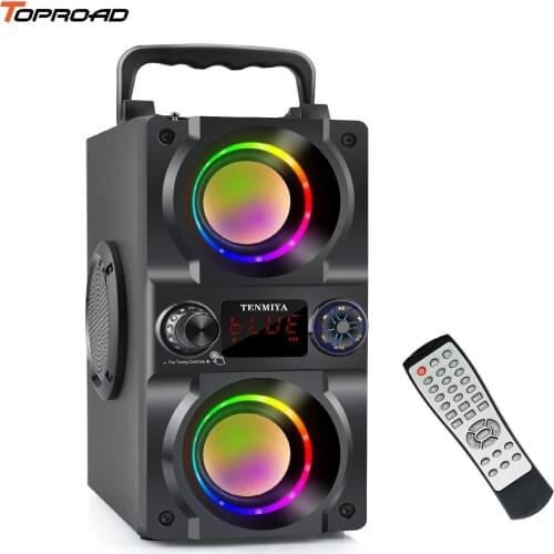 TOPROAD Bluetooth Speaker 40W Big Power Portable Wireless Stereo Bass Subwoofer Speakers Support Remote Control FM Radio RGB LED