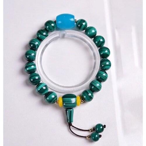 Authentic Malachite Natural Stone Bracelets 10mm Round Beads With Bucket bead Charms Bracelets For Women Men Bracelet Jewelry