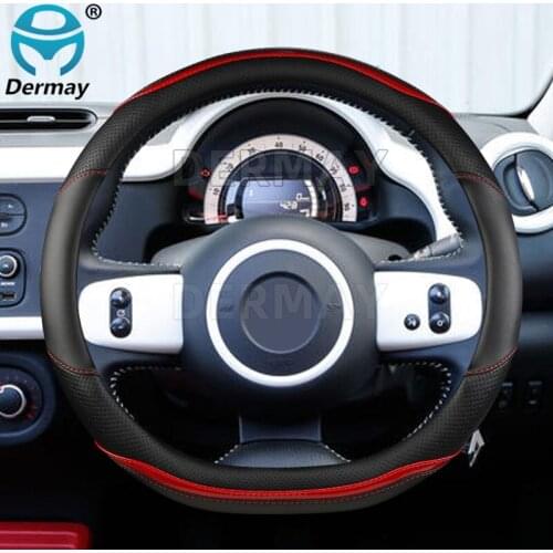 For Renault Twingo Car Steering Wheel Cover Non-slip Breathable Microfiber Leather + Carbon Fiber Fashion Auto Accessories