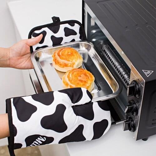 Pot Holders Baking Cooking Microwave Gloves Cows Leopard Pattern Oven Mitts Potholder Pad Set Kitchen Accessories