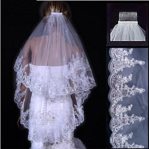 Cheap Wholsale Two Layears White Ivory Wedding Veil Bridal Veil Short Tulle Veils Wedding Accessories