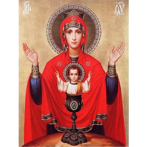 Virgin and Child Religious Figure Diamond Painting Round Full Drill Portrait Nouveaute DIY Mosaic Embroidery 5D Cross Stitch