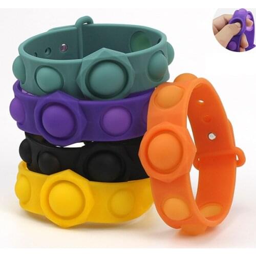 Dimple Bracelet Toy Silicone Fidget Toys Stress Reliever Sensory Squeeze Toy Portable Press Decompression Gift for Kids