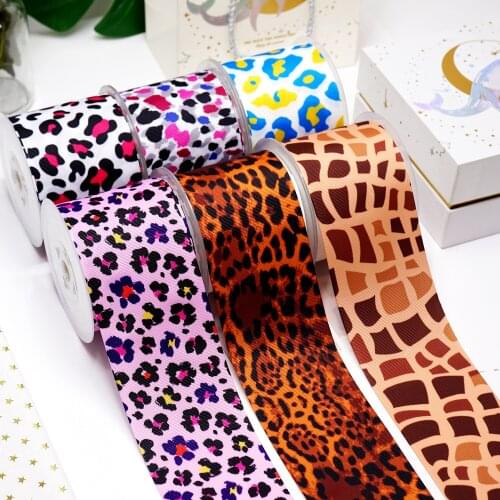 DIY Cartoon Leopard Printed Grosgrain Ribbon For Craft Supplies Sewing Accessories 5 Yards. 3209