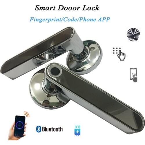 Fingerprint Door Lock Handle Code Bluetooth IOS Android Phone One time code Unlock Record Wooden Door Electronic Lock