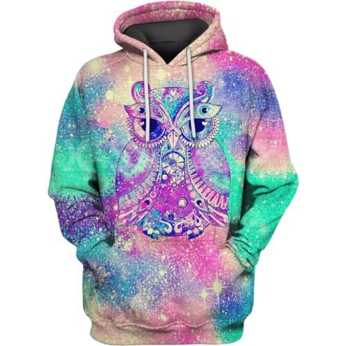 Owl Tattoo Galaxy 3D All Over Printed Hoodie Man Women Harajuku Outwear Zipper Pullover Sweatshirt Casual Jacket Tracksuit