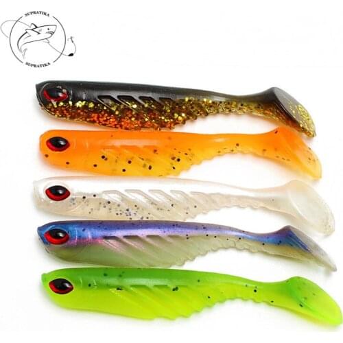 Artificial Rubber Odorless 5pcs/set 7cm/2.9g Fishing Lure Plastic Soft Worm Bait 3D Eyes Wobblers Glitter Powder Bionic Bait
